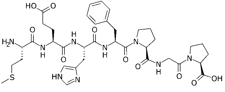 Structural formula of N-Acetyl Semax Amidate 15mg, illustrating its chemical bonds, functional groups, and molecular structure.